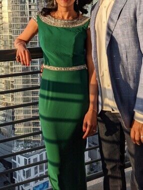 Elegant Emerald Green Embellished Dress